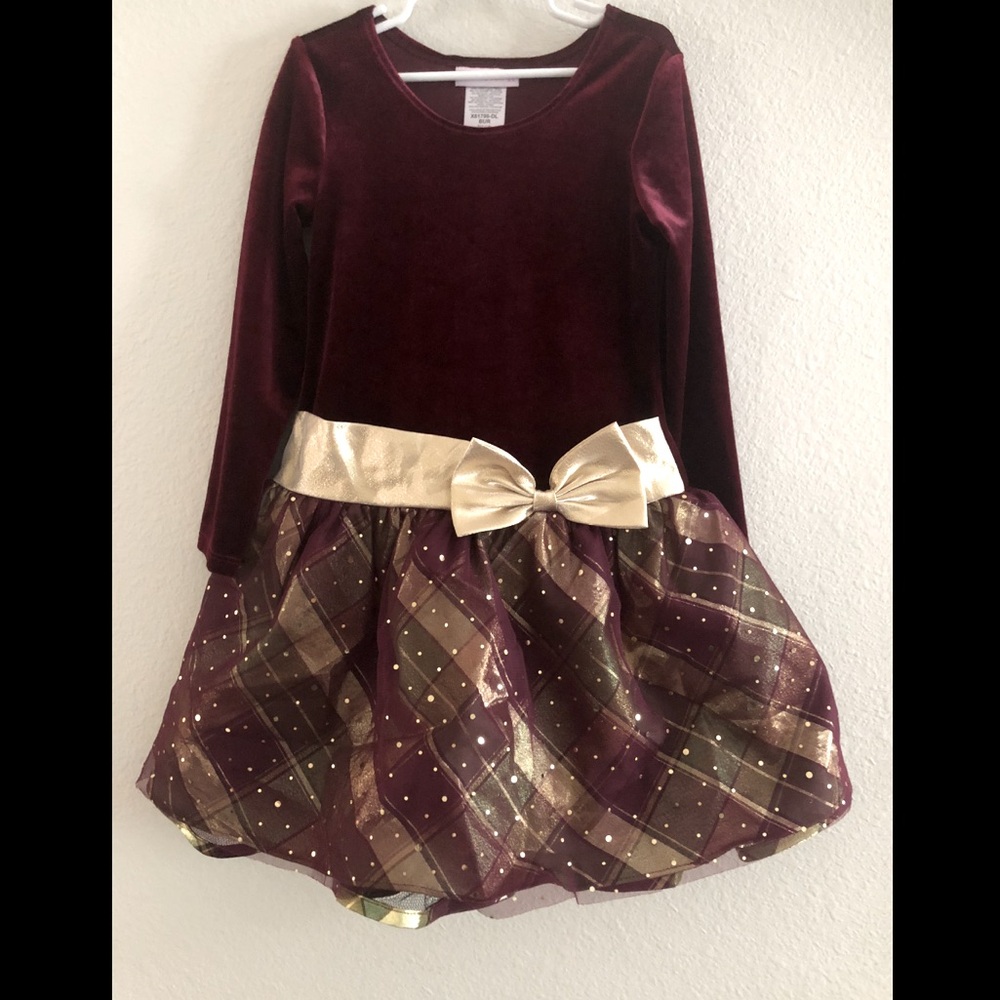Girl’s maroon/burgundy velvet dress